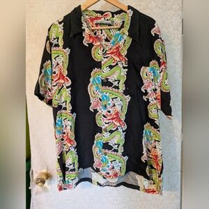 Pineapple Connection Sz.Large 100% Rayon Shirt Button Up